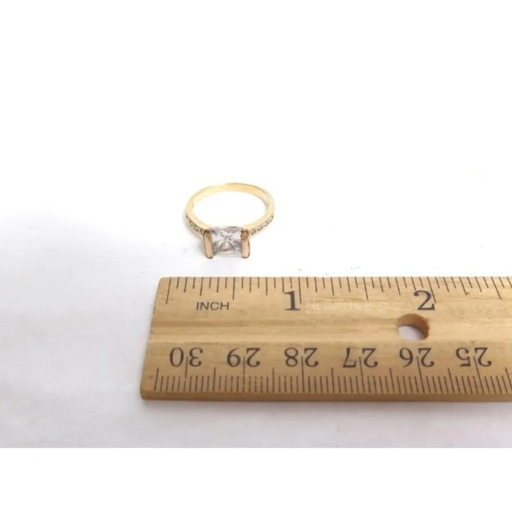Gold Plated‎ Square Cushion Cut Ring 7.5